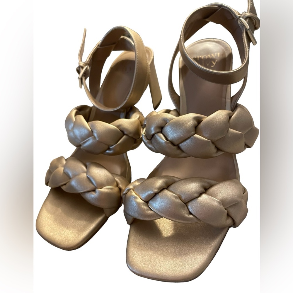 Crown & Ivy Gold Braided Heels